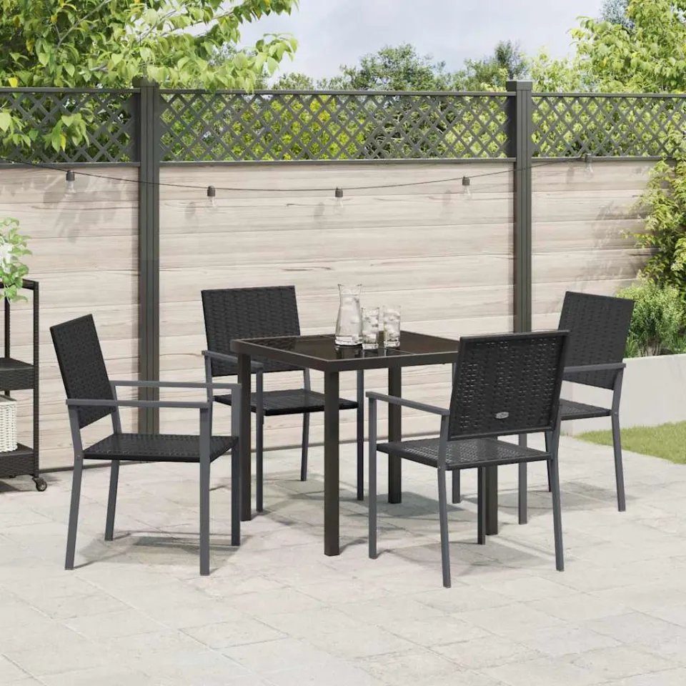 vidaXL Tuin eettafelset 5 st Zwart PE Rattan, foto 3