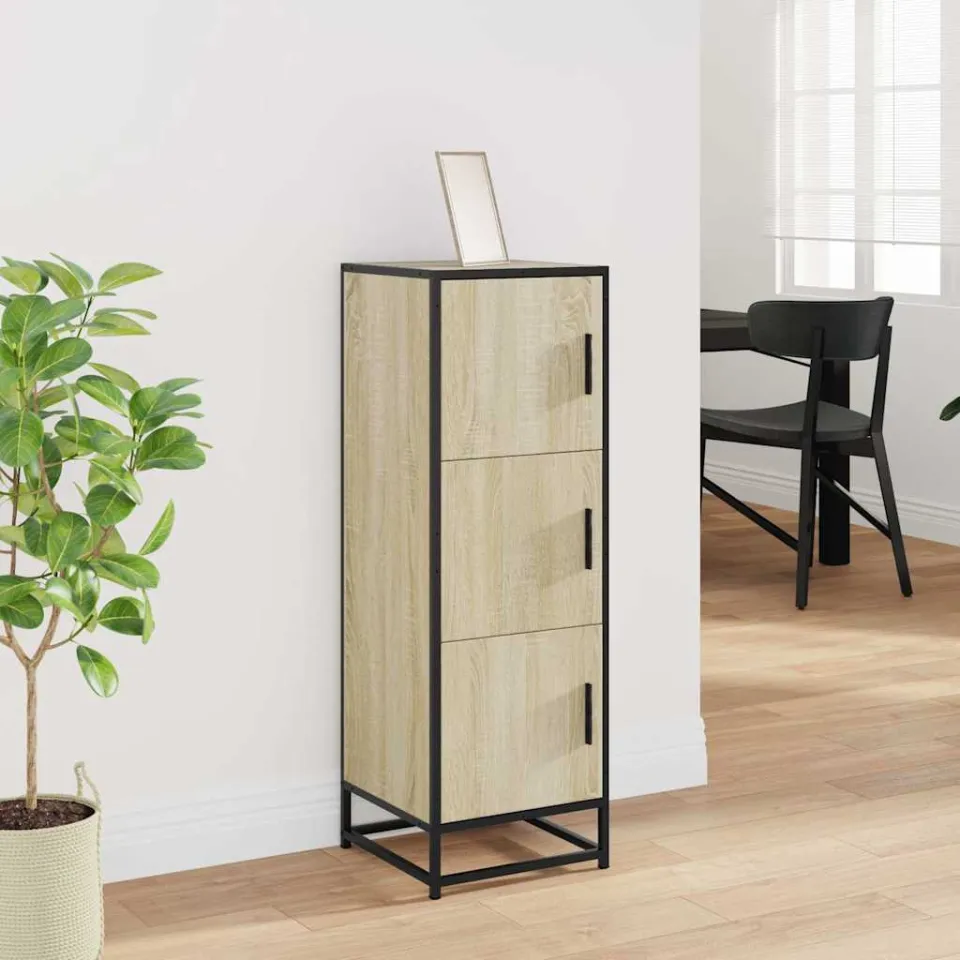 vidaXL Hoge kast 35,5x35x106,5 cm bewerkt hout en metaal sonoma eiken, foto 2
