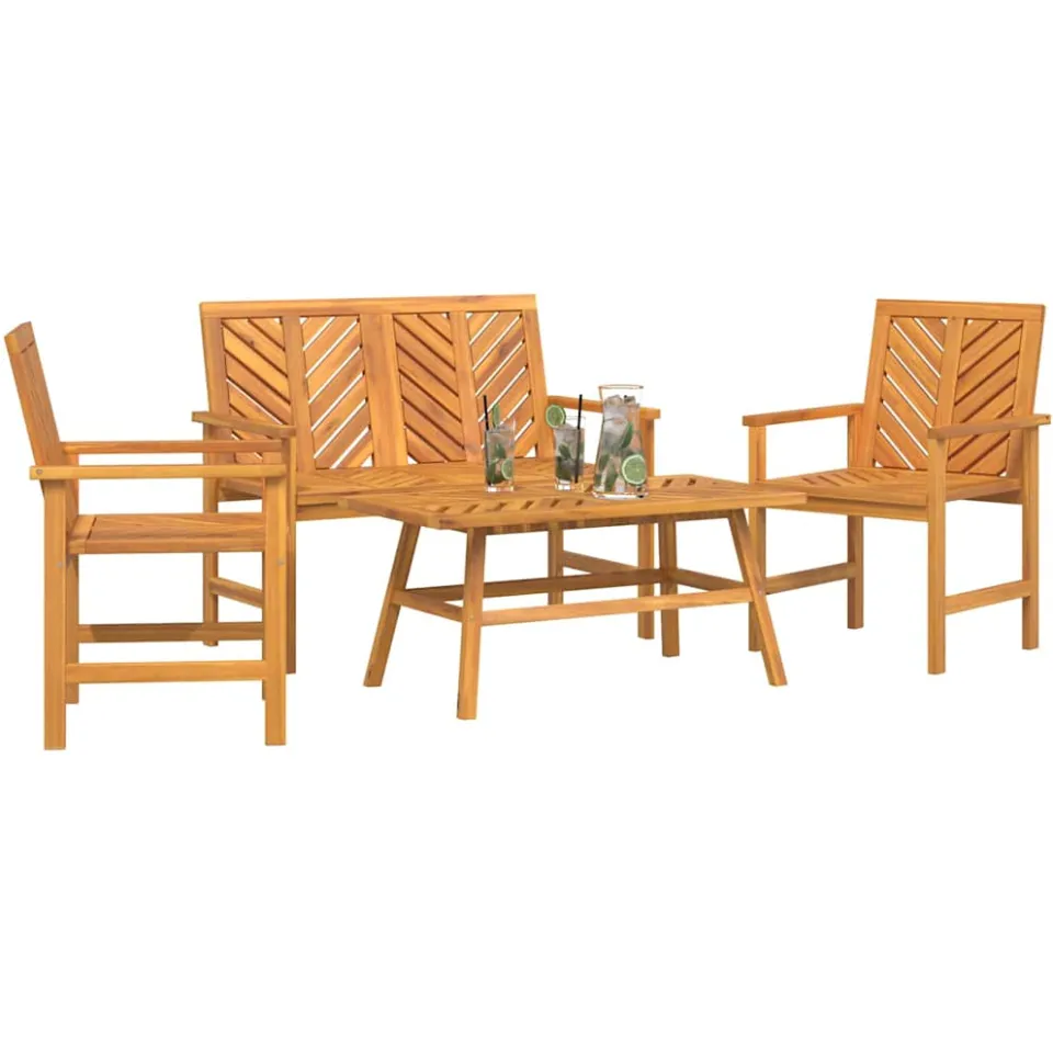 vidaXL Tuin loungeset 4 st Bruin Massief Acaciahout