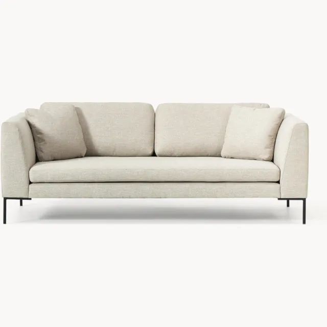 Westwing Collection Bank Emma (3-zits) met metalen poten Beige