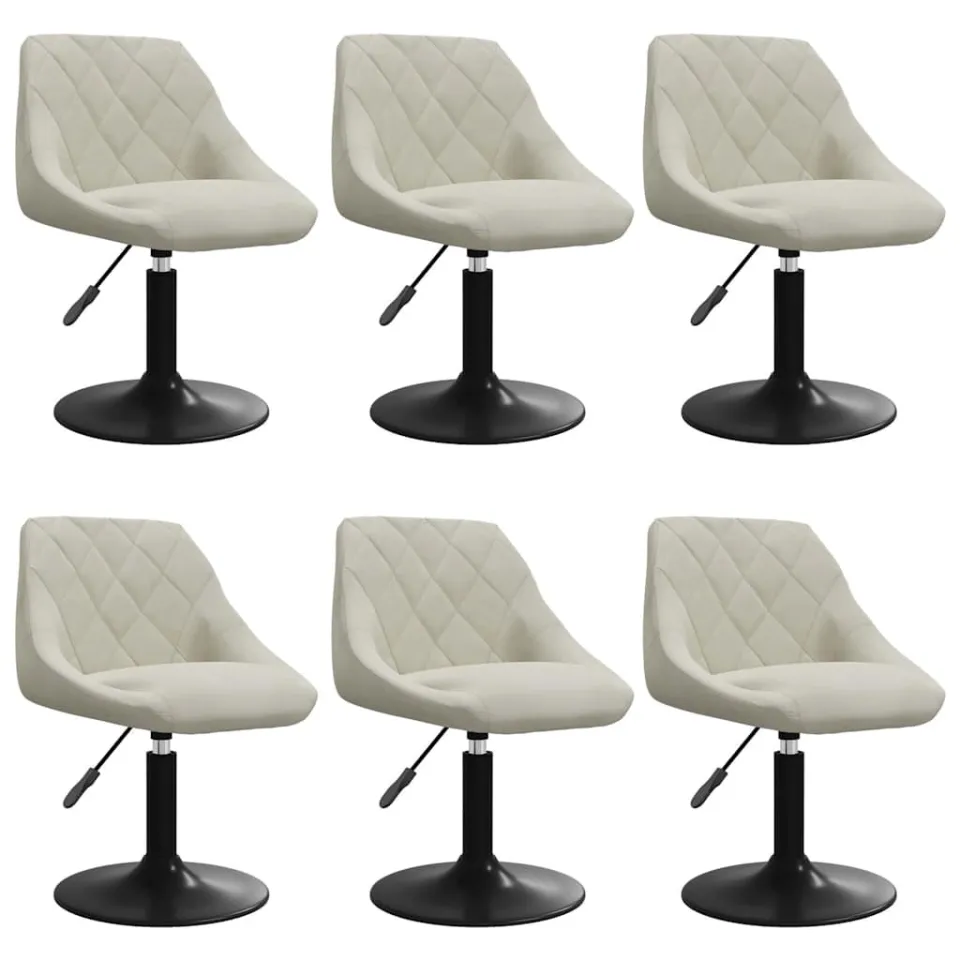 vidaXL Eetkamerstoelen draaibaar 6 st fluweel crèmekleurig, foto 3