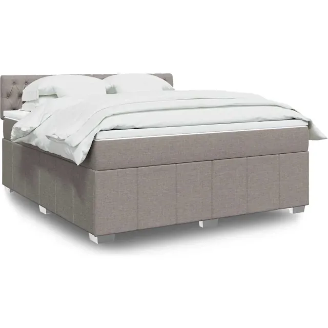 vidaXL Boxspring met matras stof taupe 180x200 cm