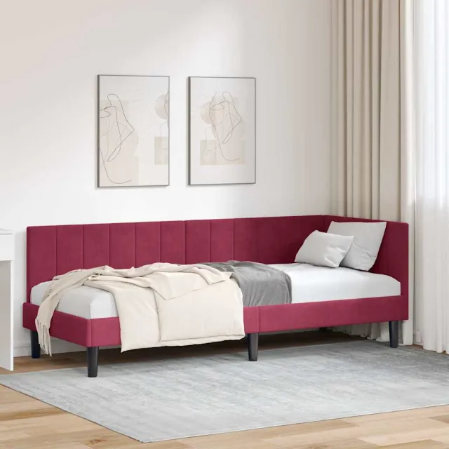 vidaXL Hoekbedframe Wijnrood 80 x 200 cm fluweel