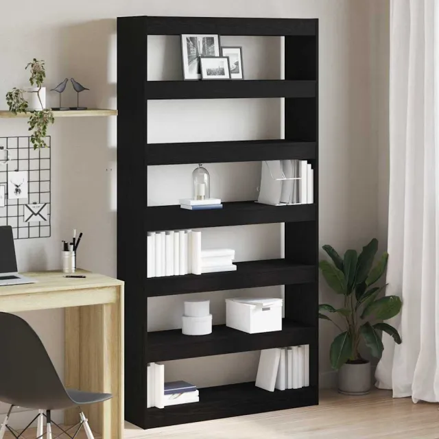 vidaXL Boekenkast 6-laags 100 x 30 x 198 cm Bewerkt hout Zwarte Eik