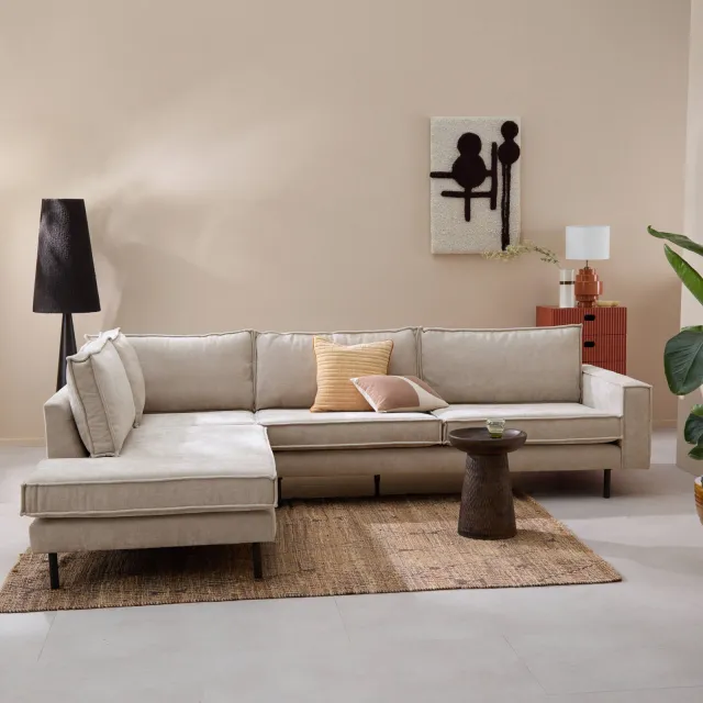 NOUS Living hoekbank rechts Lexington Rebel Beige