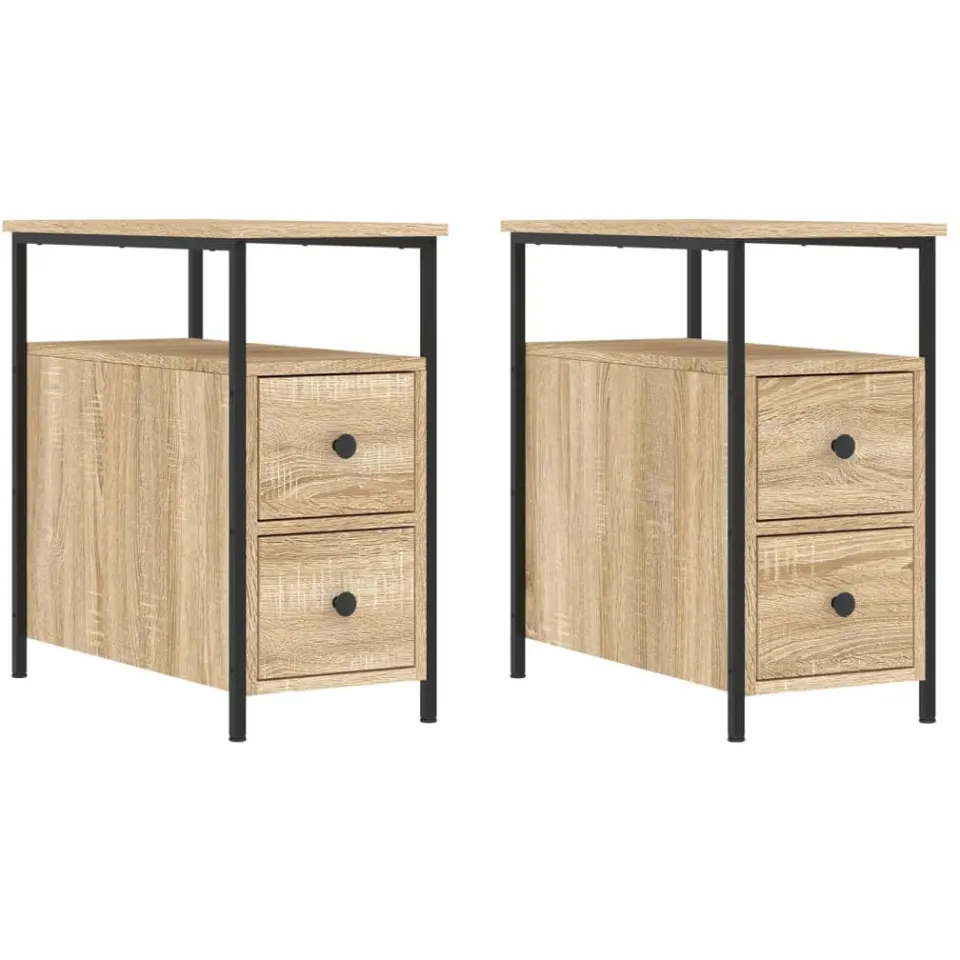 vidaXL Nachtkastjes 2 st 30x60x60 cm bewerkt hout sonoma eikenkleurig Bruin