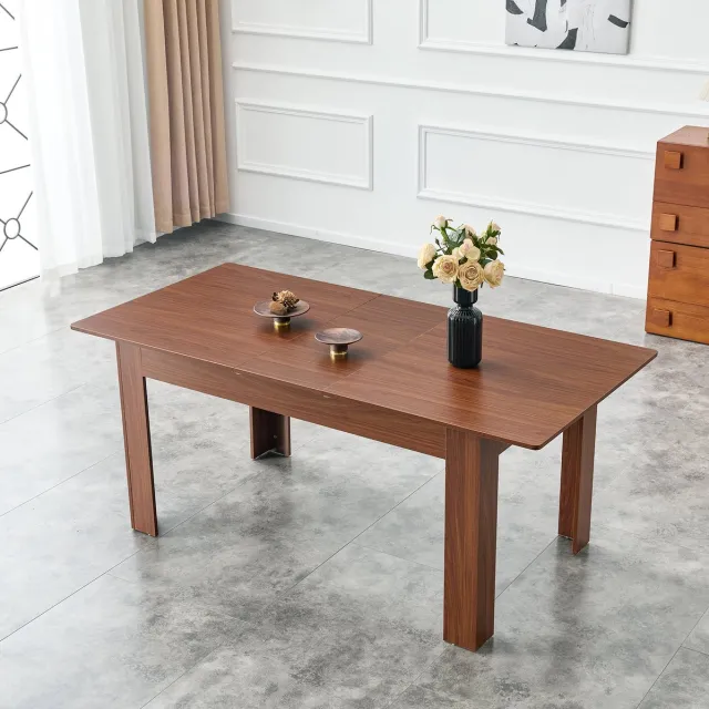 STILVORA Uitrekbare Eettafel - Rechthoekig Ontwerp Met Walnootkleur En MDF Tafelblad - Voor Keuken, Eetkamer En Woonkamer - 220 x 89 x 77 Cm Walnut