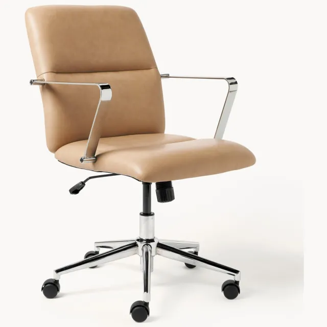 Westwing Collection Kunstlederen bureaustoel Reto met armleuning, in hoogte verstelbaar Beige