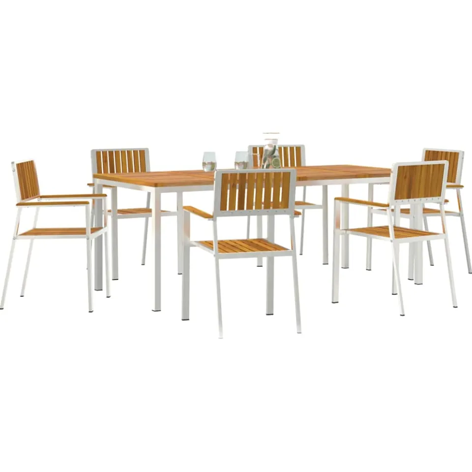 vidaXL Buiten eettafelset 7 st 200 x 90 x 75 cm Bruin