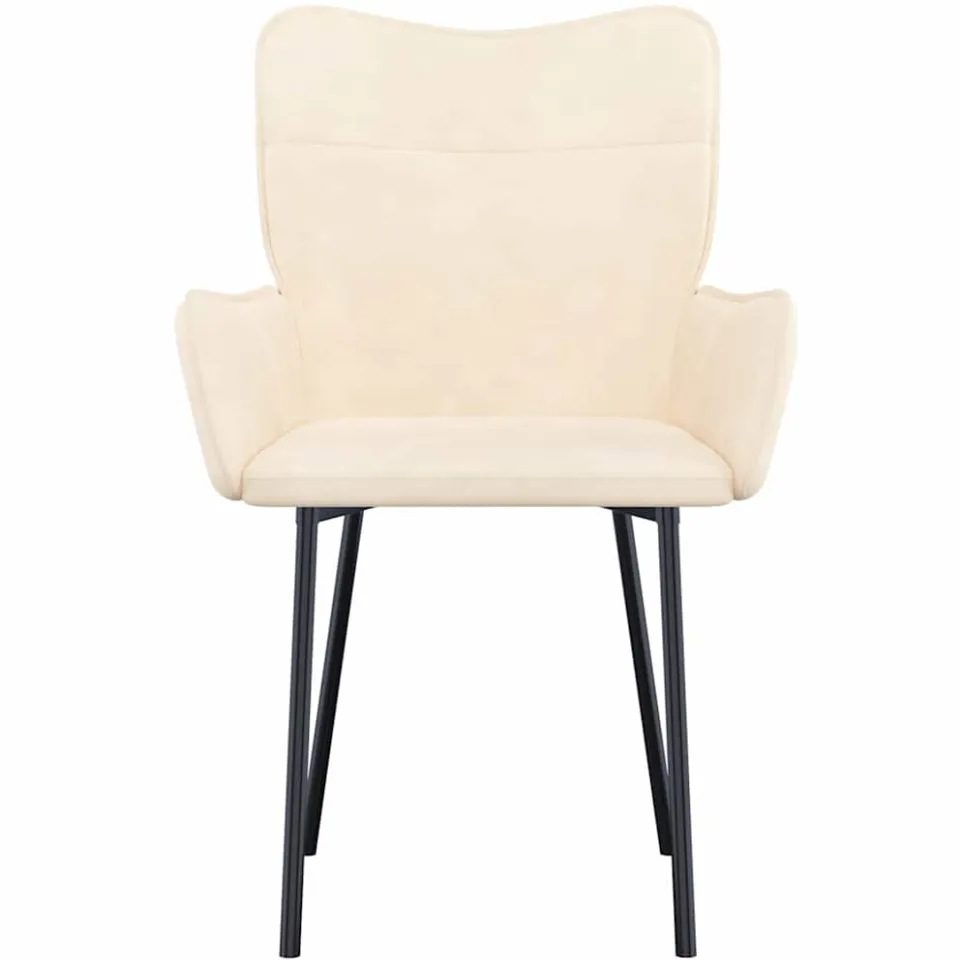 vidaXL Eetkamerstoelen 2 st fluweel crèmekleurig, foto 4