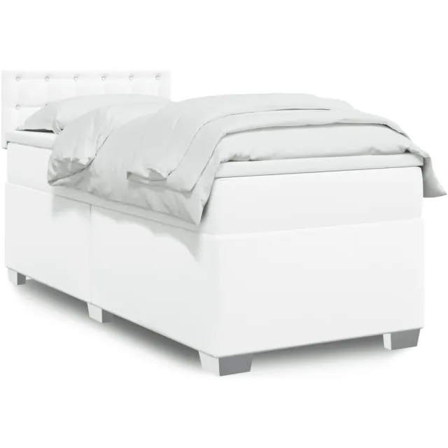 vidaXL Boxspring met matras kunstleer wit 80x200 cm