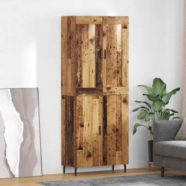 vidaXL Hoge kast 2 st Oudhout 69,5 x 34 x 180 cm Bewerkt hout bruin, foto 2