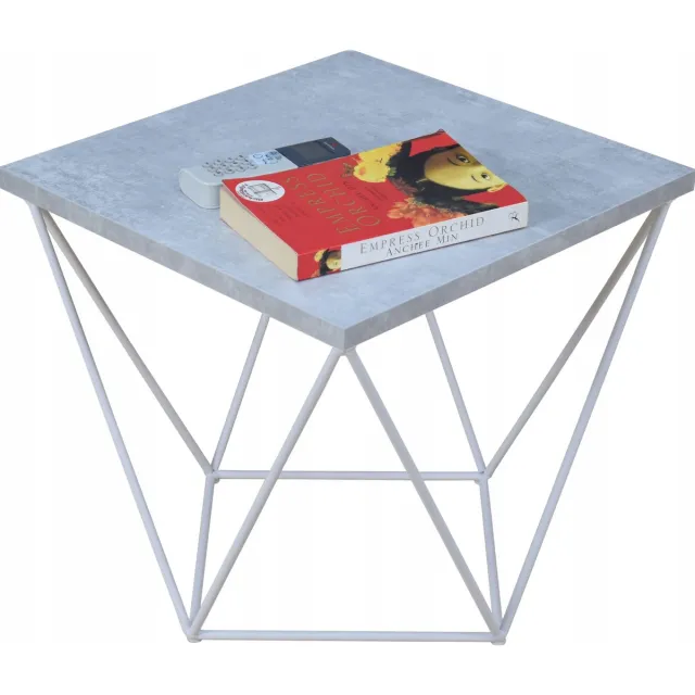 FutuStal Stalen Bijzettafel - Betonlook - 40cm - Kwadratisch Wit;Beton
