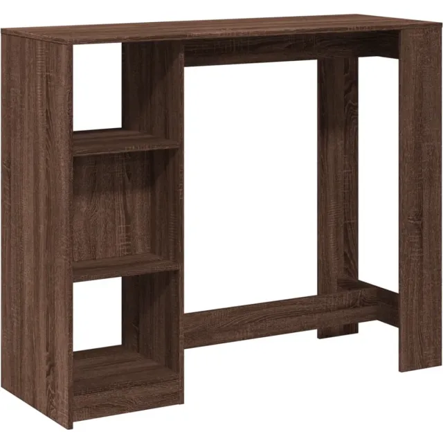 vidaXL Bartafel - met - schap - 124x46x103,5 - cm - bewerkt - hout - bruin - eiken bruineiken