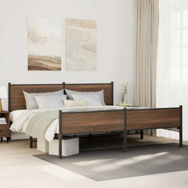 vidaXL Bedframe zonder matras metaal bruin eikenkleurig 200x200 cm