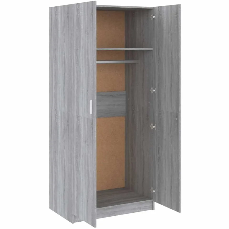 vidaXL Kledingkast 80x52x180 cm bewerkt hout grijs sonoma eikenkleurig, foto 4