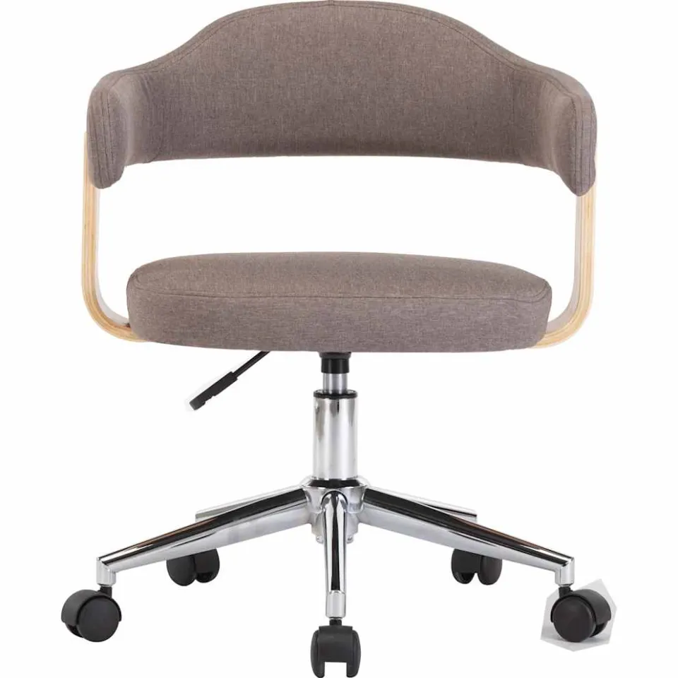 vidaXL Eetkamerstoelen 4 st draaibaar gebogen hout en stof taupe