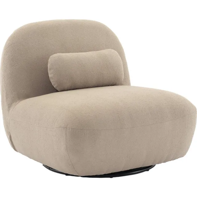 sweeek Draaiende fauteuil 360° in gestructureerde bouclé en metaal met kussen - spino Beige