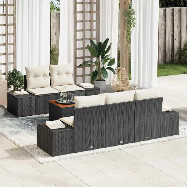 vidaXL Tuin Sofa Set 6 st Bruin en Crème poly rattan
