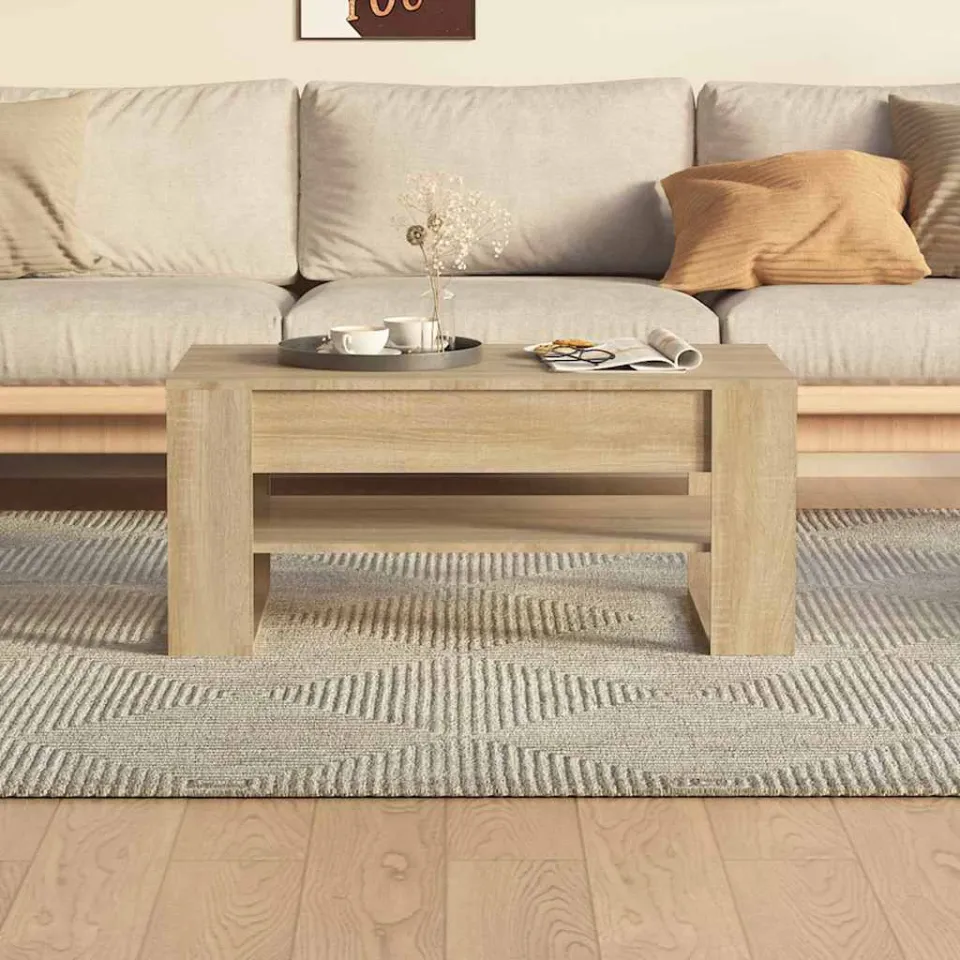 vidaXL Salontafel 102x55x45 cm bewerkt hout sonoma eikenkleurig, foto 3