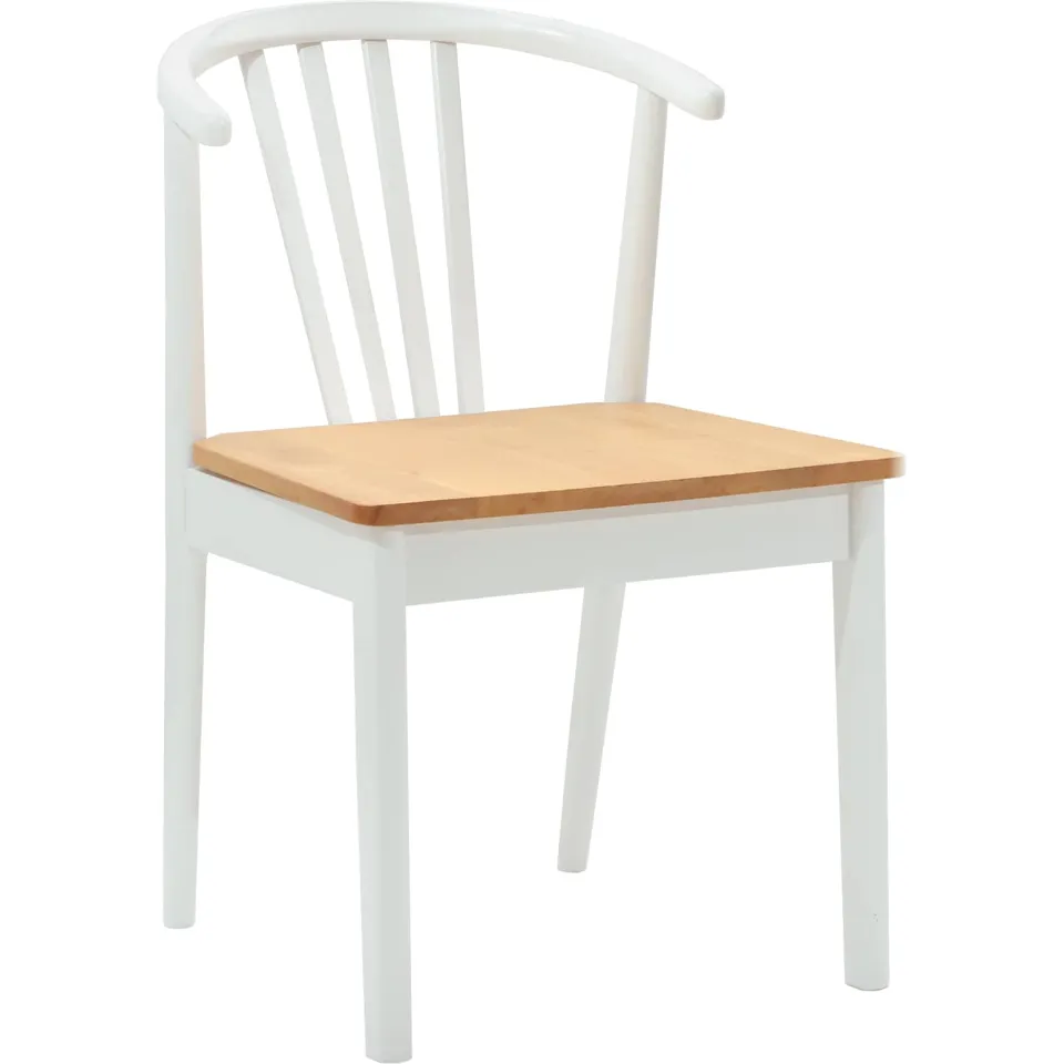 vidaXL Eetkamerstoel 2 st Massief Rubberhout wit en naturel, foto 4