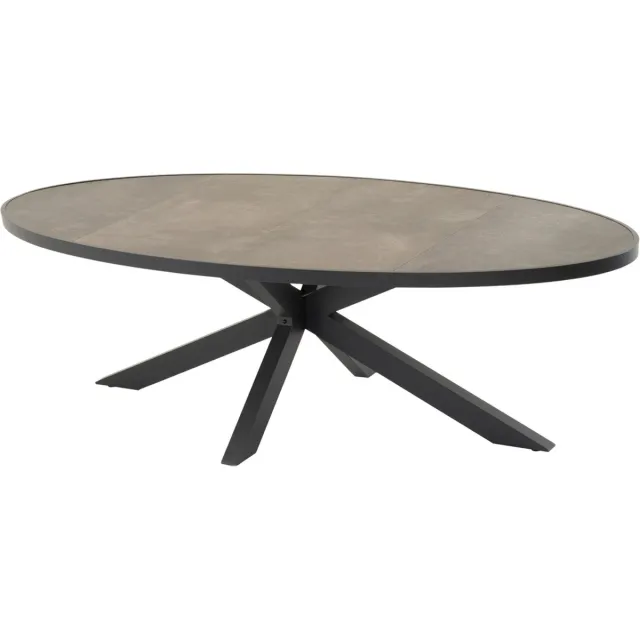 Lesliliving Outdoor Living - Tafel Murcia Zwart ovaal 242x117cm Donkergrijs/Antraciet