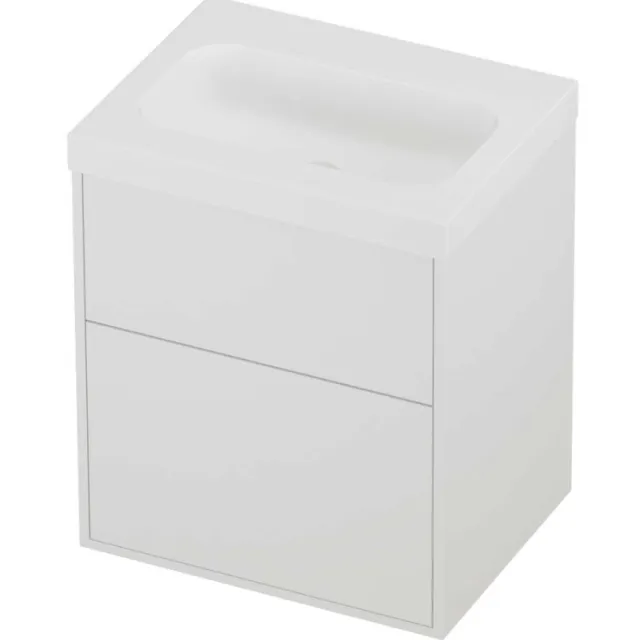 Proline Haga Badmeubelset Polystone Mezza Zonder Kraangat 60x46x73 cm Mat Wit Mat White