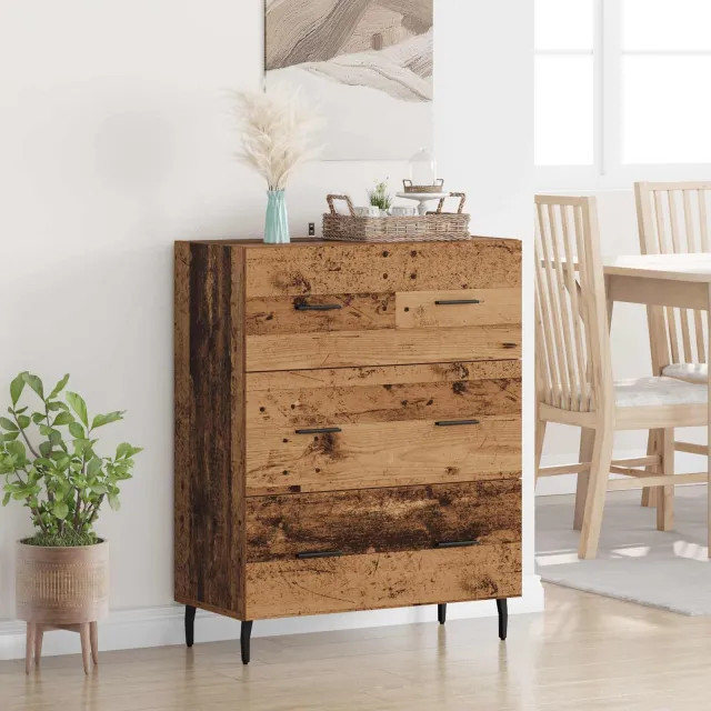vidaXL Dressoir Oud Hout 69,5 x 34 x 90 cm Gemonteerd hout en ijzer Bruin