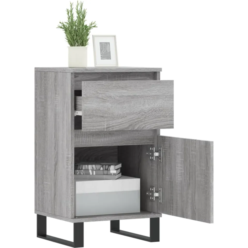 vidaXL Dressoirs 2 st 40x35x70 cm bewerkt hout grijs sonoma, foto 4