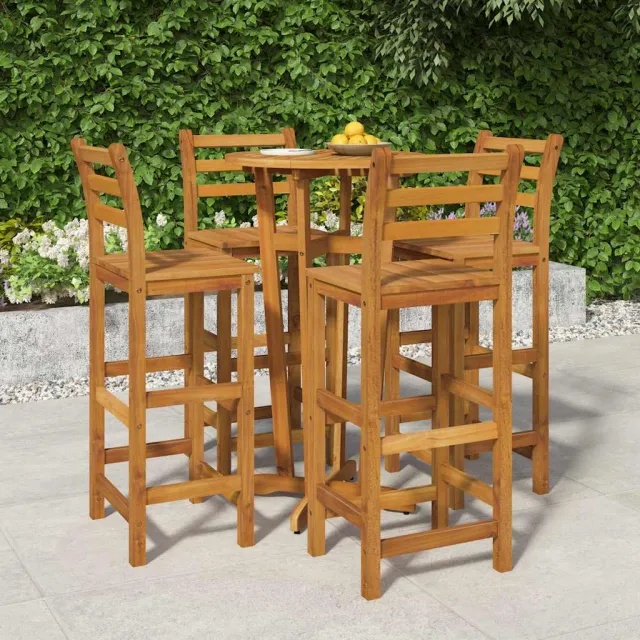 vidaXL 5-delige Tuinbarset massief acaciahout bruin, foto 2