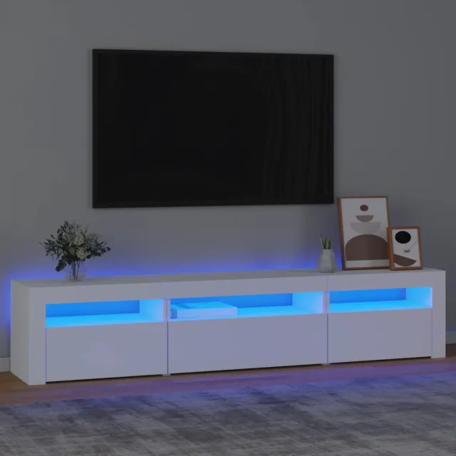 vidaXL Tv-meubel met LED-verlichting 195x35x40 cm wit, foto 2