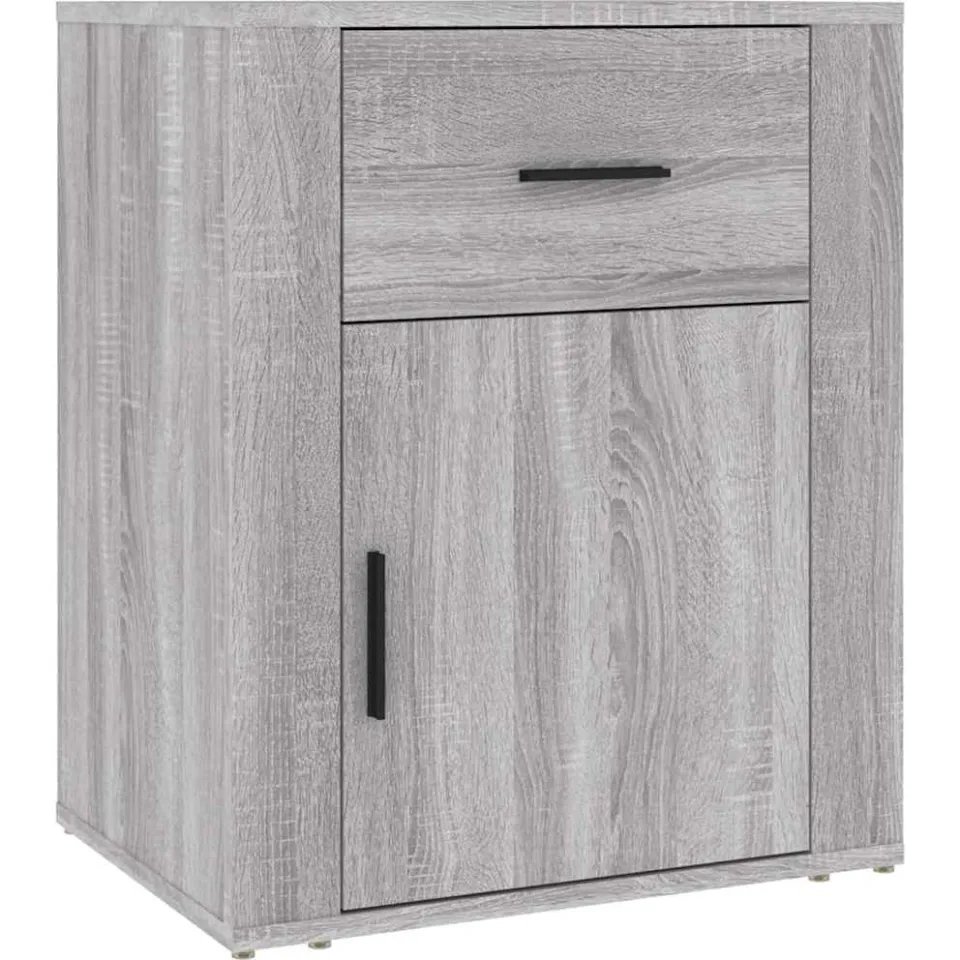 vidaXL Nachtkastje 50x36x60 cm bewerkt hout grijs sonoma eikenkleurig
