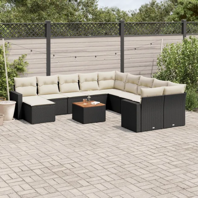 vidaXL 12-delige Loungeset met kussens poly rattan zwart, foto 2