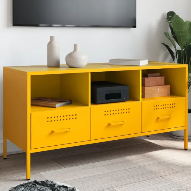 vidaXL Tv-meubel 100,5x39x50,5 cm staal mosterdgeel, foto 2