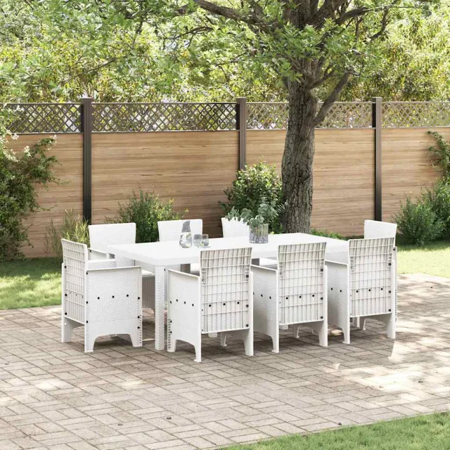 vidaXL Tuin eettafelset 9 st Wit Polypropyleen