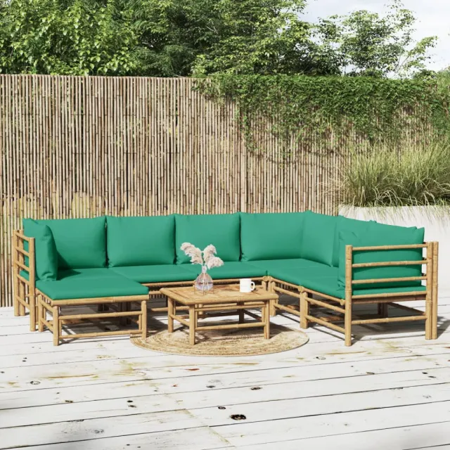 vidaXL 8-delige Loungeset met kussens bamboe groen, foto 2