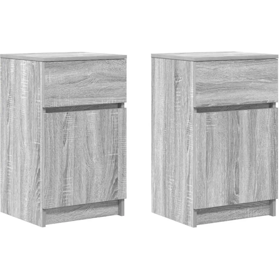 vidaXL Nachtkastjes 2 st 39x35x65 cm bewerkt hout grijs sonoma eiken