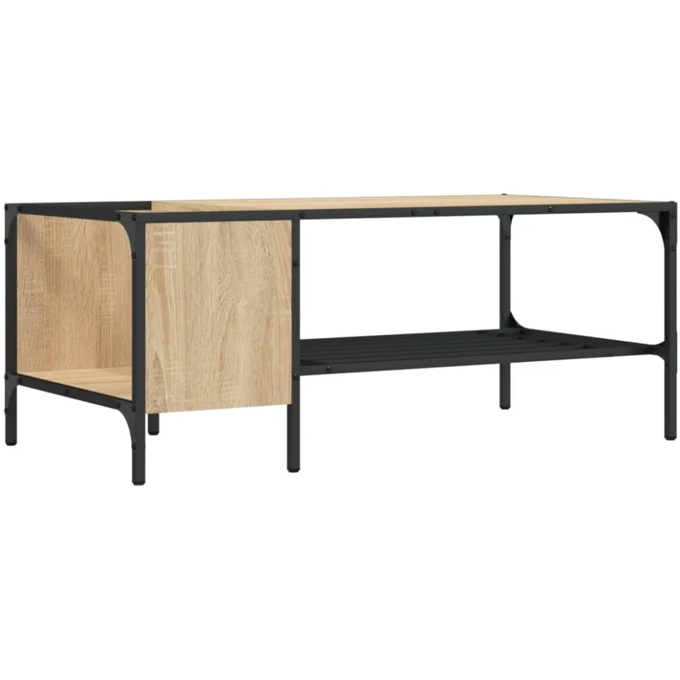 vidaXL Salontafel met rek 100x51x40 cm bewerkt hout sonoma eikenkleur Bruin