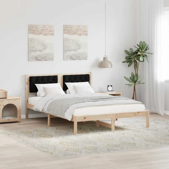 vidaXL Bedframe met hoofdeinde Zwart 150 x 200 cm Massief grenenhout Bruin