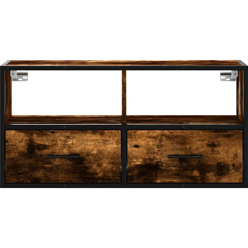 vidaXL Tv-meubel 80x31x39,5cm bewerkt hout metaal gerookt eikenkleurig, foto 4