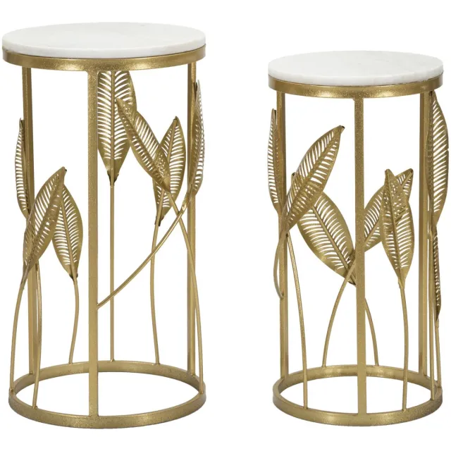 Mauro Ferretti Tafel Leaf Set 2 Pcs Ø 35×65,5 cm Goud