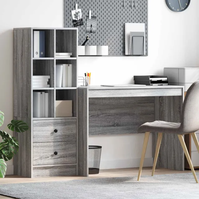 vidaXL Bureau Grijs Sonoma 145.5 x 50 x 127 cm 2 st