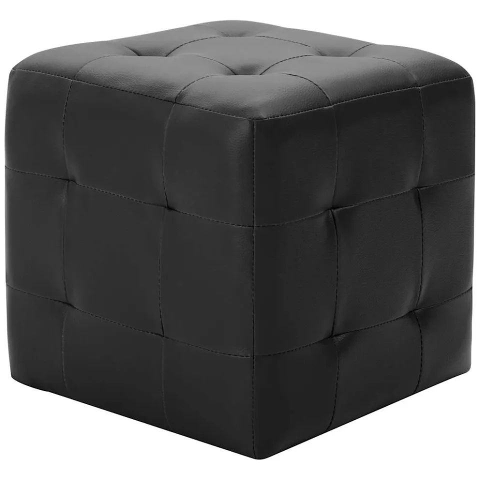 vidaXL Poef 2 st 30x30x30 cm kunstleer zwart, foto 3