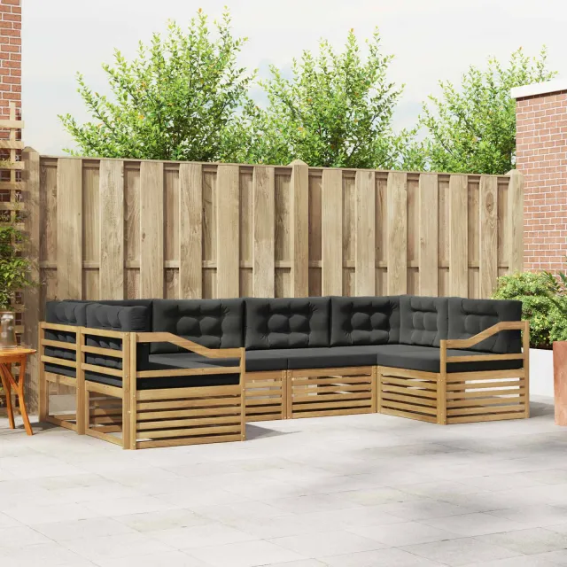vidaXL Buiten bankenset 6 st 6-zits Wit en antracietkleurig Polyester