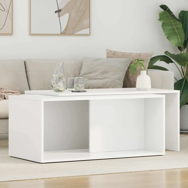vidaXL Koffietafel Set 2 st Wit 90 x 48 x 40 cm Bewerkt hout, foto 2