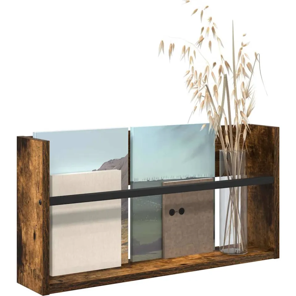 vidaXL Tijdschrift Rek Gerookt eiken 60 x 12 x 30 cm Bewerkt hout Bruin