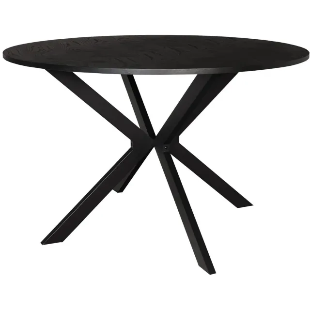 Lizzely Garden & Living Eettafel rond visgraat Ozzy zwart 120cm ronde tafel MDF eetkamertafel