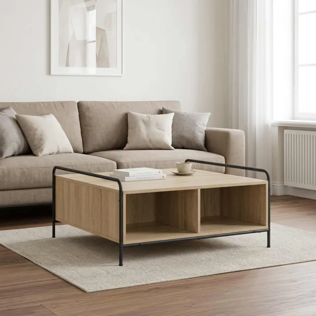 vidaXL Salontafel Sonoma Eiken 90 x 90 x 41 cm Bewerkt hout, foto 2