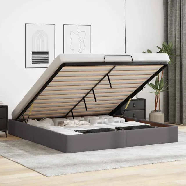 vidaXL Bedframe zonder matras 160x200 cm kunstleer grijs