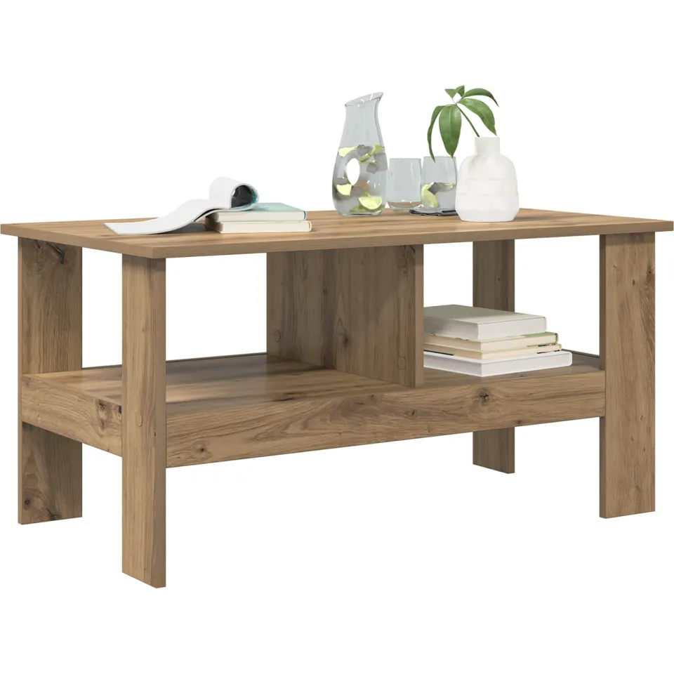 vidaXL Salontafel Artisan Eiken 90 x 50 x 45 cm Bewerkt hout Bruin